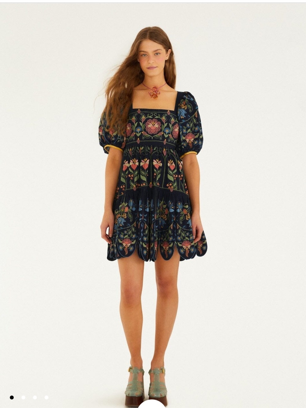 NWT Farm Rio Navy Blue Stitched Garden Mini Dress
